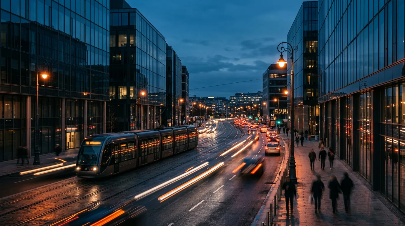 Redaktion Mobilität Stadtstraße Abendlicht hero 1920x1080 WebP