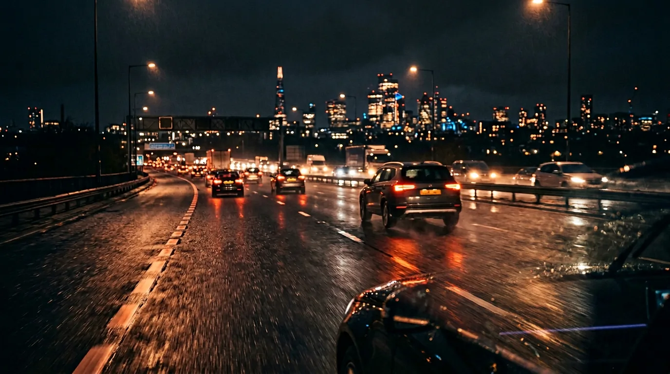 Nachtfahrt Stadtautobahn Scheinwerfer hero Hintergrund 1920x1080 WebP